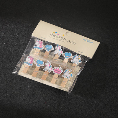 Unicorn-Creative Personality Cocktail Garnish, Decorative Clip, Photo Clip, Wooden Clip