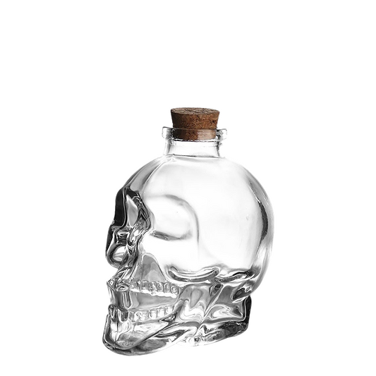 180ML Glass Skull Decanter,Creative Crystal Clear Skull Whiskey Cocktail Glass