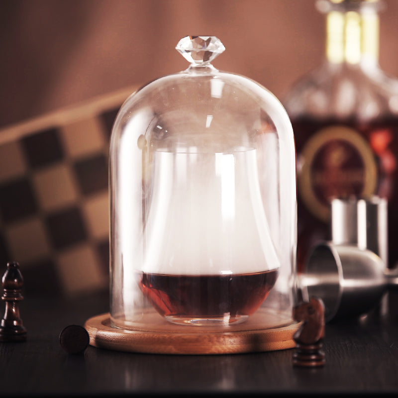 Diamond Molecular Cocktail Hood, Cocktail Hood, Molecular Cooking Hood with Base, Clear Glass Hood