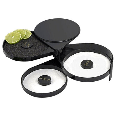 Black Three-Layer Seasoning Box Wine Glass Dipping Box Margarita Salt Side Box Plastic Box Lemon Salt Candy