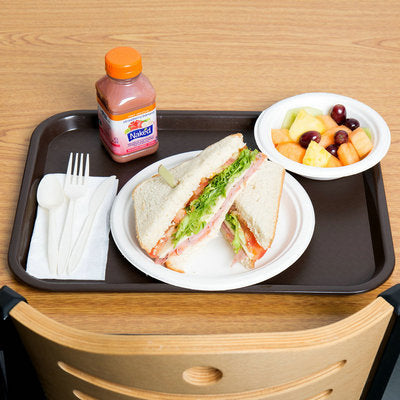 Brown Faux Pito Wine Plate Tray Restaurant Serving Round Non-Slip Fruit Cup Holder