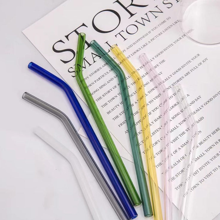 Stained Glass Straws Clear Glass Straws Plexiglass Straws Julip Cocktail Straws Curved Straws