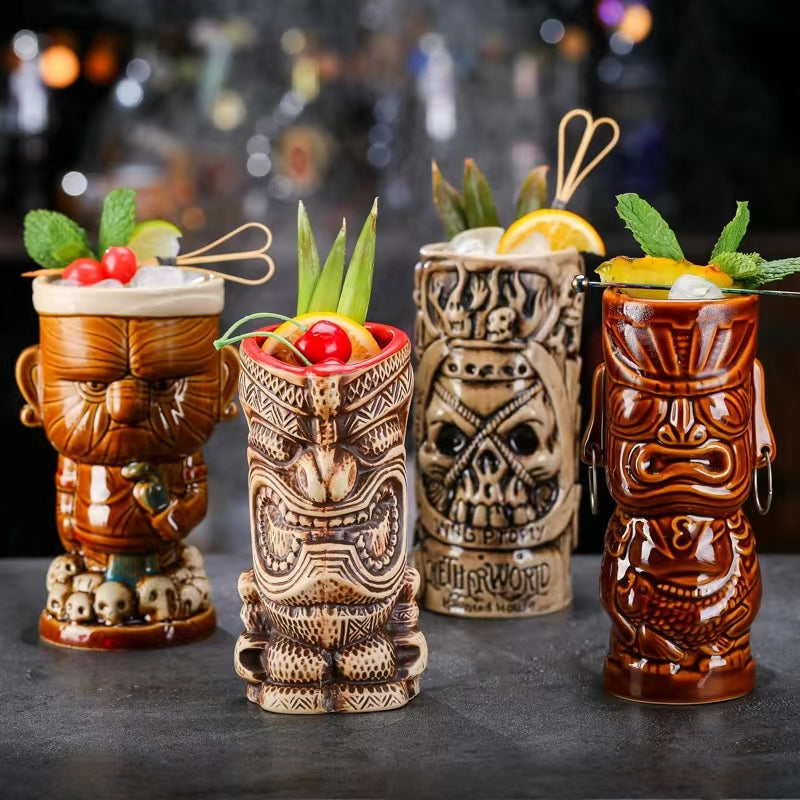 Bar Tiki Cup Personality Hawaiian Cocktail Cup Creative Cup Ceramic Cup Tiki Zombie Skull Cup
