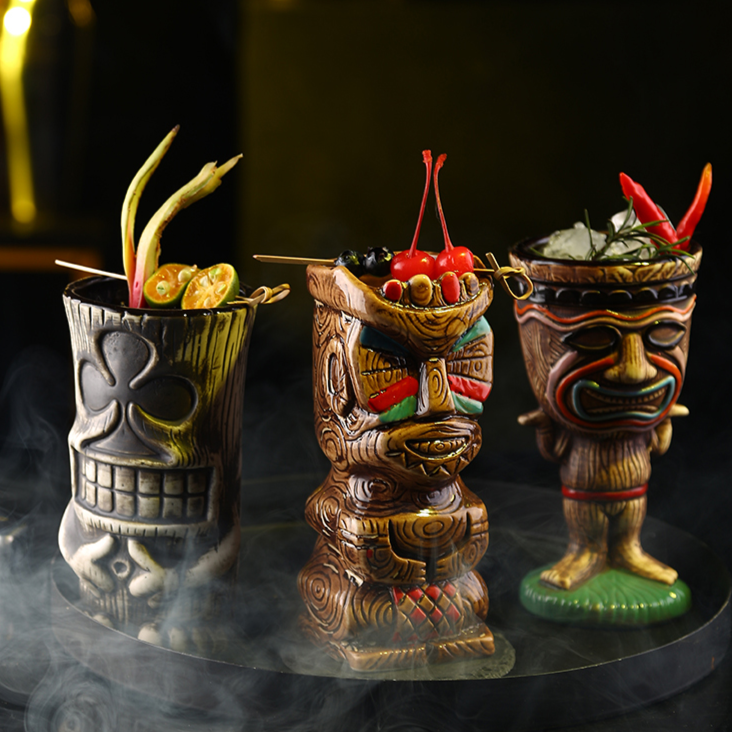 Painted Tribal Chief Cup Personality Cocktail Glass Molecular Bartender Special Ceramic TIKI Cup