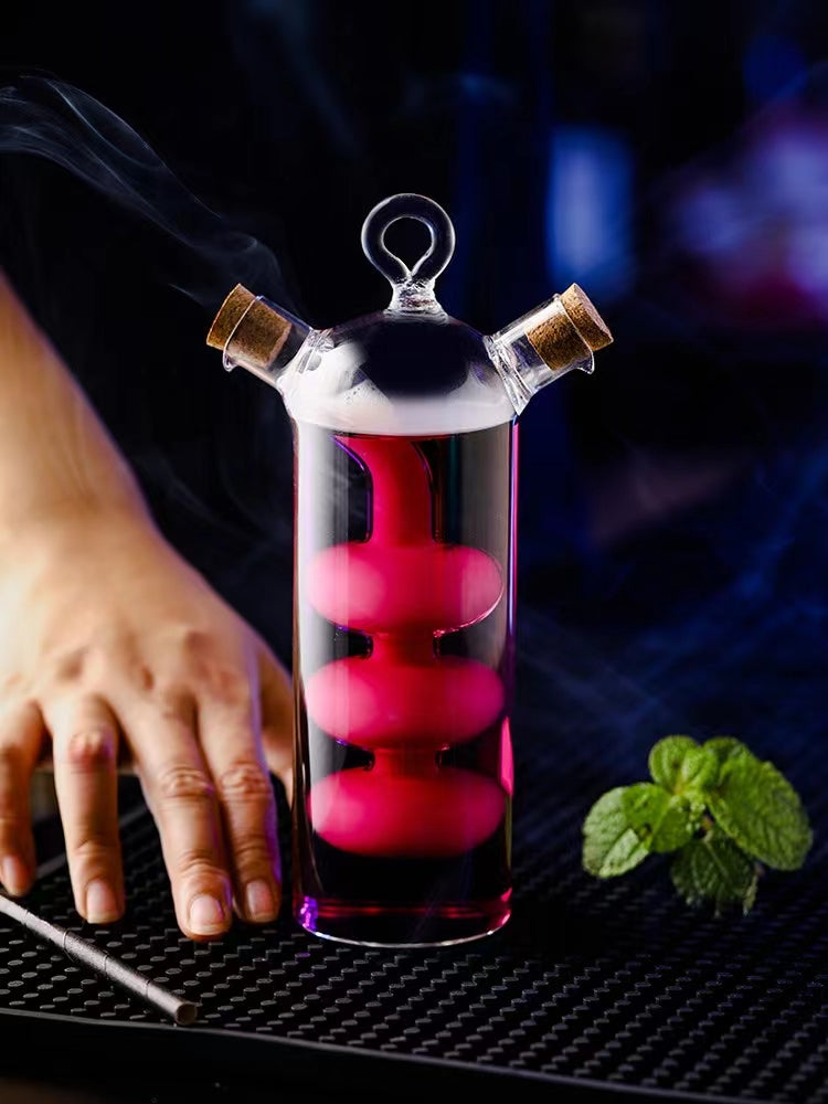Unique Double Cocktail Glass with Lid,Creative Cocktail Glass