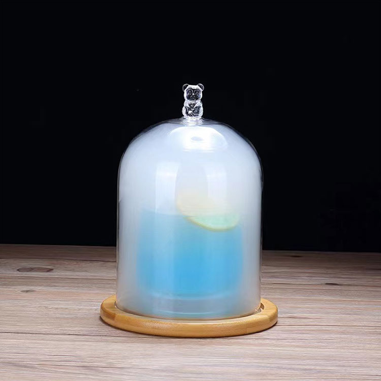 Lead-Free Crystal Molecular Cocktail Special Smoked Cover with Hole Bear Smoked Glass Cover Molecular Bartender
