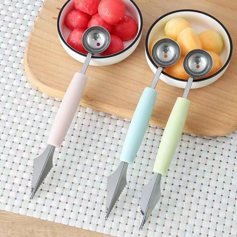 Double-Headed Stainless Steel Fruit Divider Watermelon Digging Ball Ice Cream Scoop Bar Carving Tool