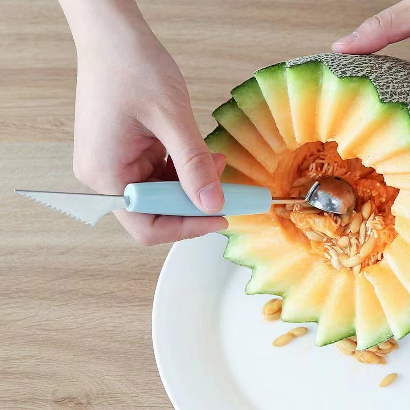 Double-Headed Stainless Steel Fruit Divider Watermelon Digging Ball Ice Cream Scoop Bar Carving Tool