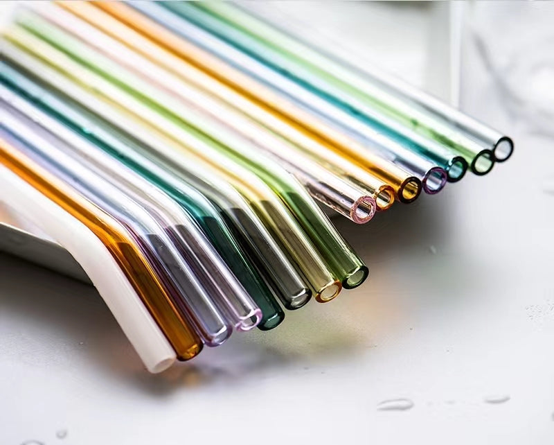 Stained Glass Straws Clear Glass Straws Plexiglass Straws Julip Cocktail Straws Curved Straws