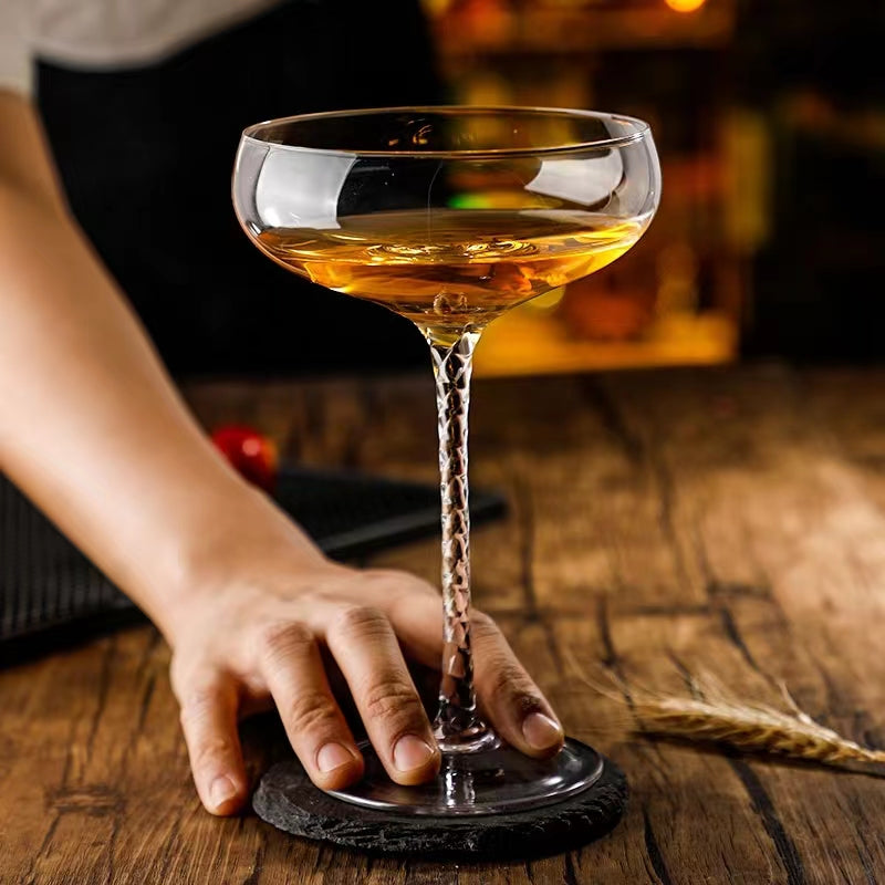 Hand Blown Spiral Margarita Glasses,Crystal Cocktail Glasses for Bar, Martini,Manhattan
