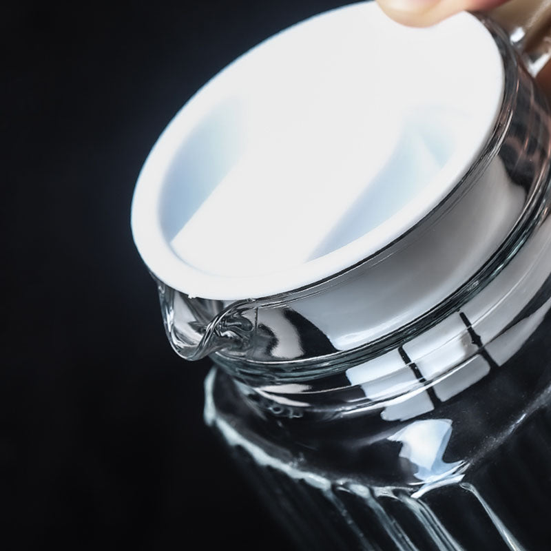 Heat-resistant Water Pitcher with Lid,Glass Milk Jugs with Caps
