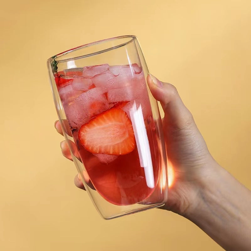 450ML Double Walled Glass Coffee Mugs,Insulated Glass for Latte Cappuccino Americano Tea milk Beverage