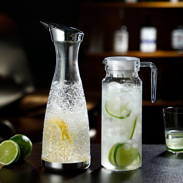 Glass Pitcher With Lid, Hot and Cold Water Pitcher With Handle