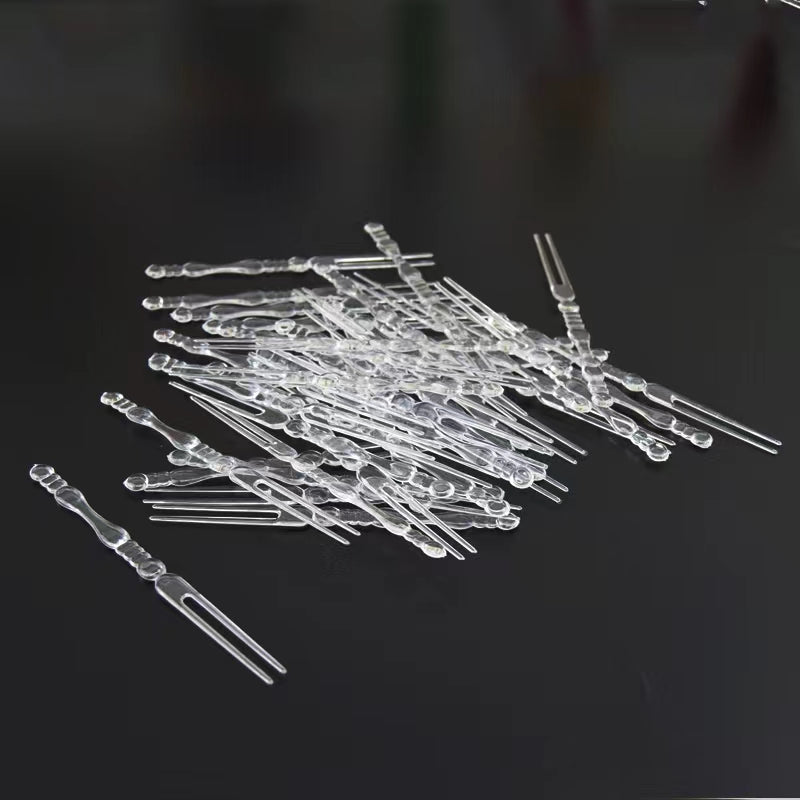 Disposable Fruit Fork Plastic Fruit Fork Transparent Independent Small Fork Bamboo Stick Commercial Household