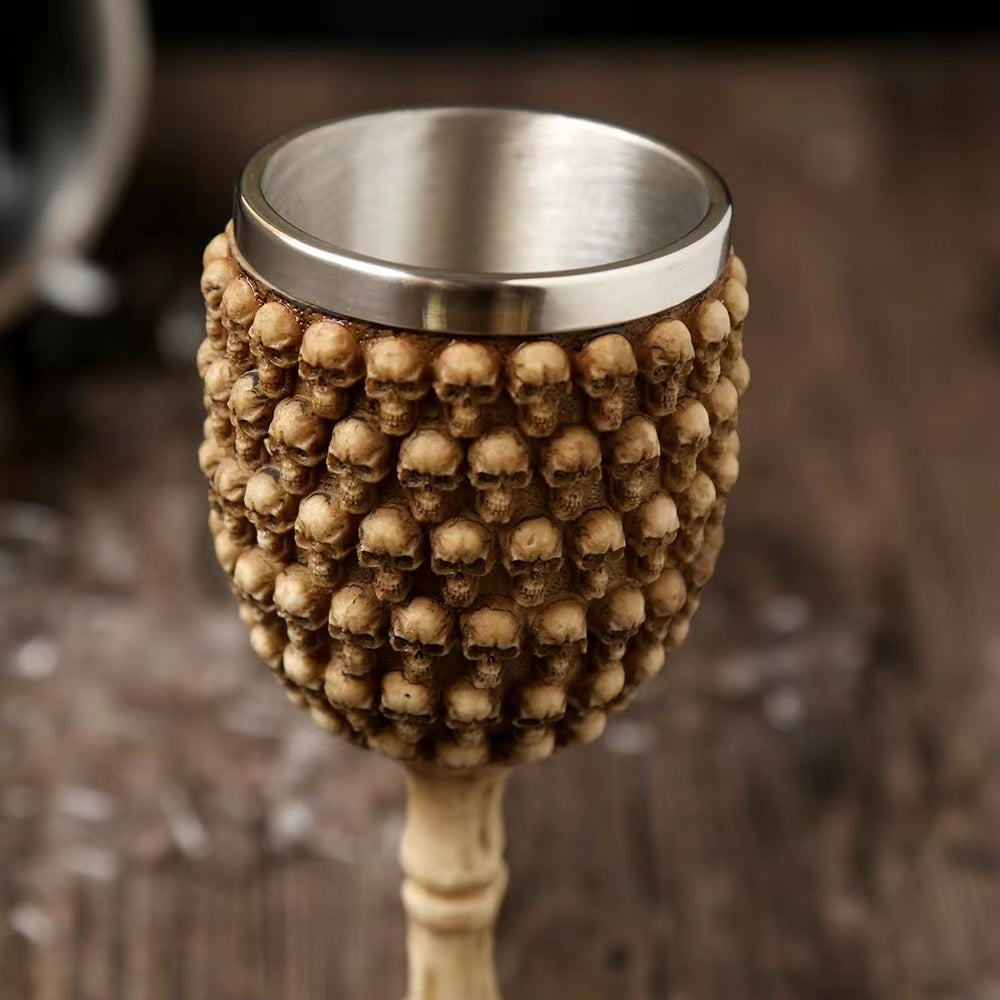 Creative Skull Red Wine Glass Goblet Stainless Steel Cocktail Glass 3D Three-Dimensional Champagne Glass