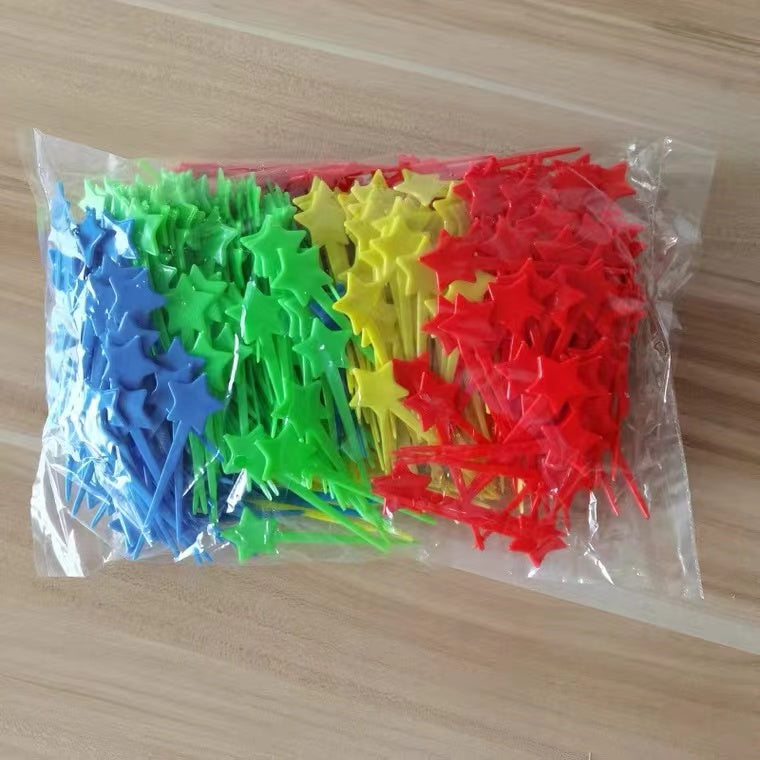 Colorful Star Fruit Sign Fruit Sign Fruit Flower Arrangement Sign Cocktail Decoration Disposable Plastic Sign
