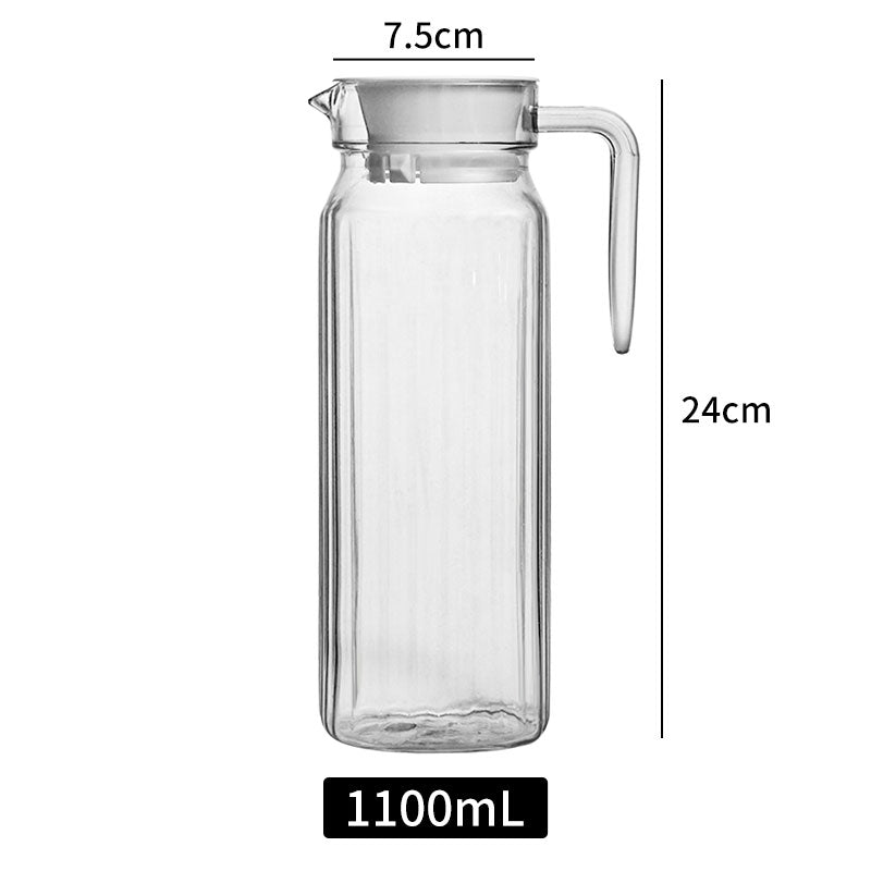 Glass Pitcher With Lid, Hot and Cold Water Pitcher With Handle