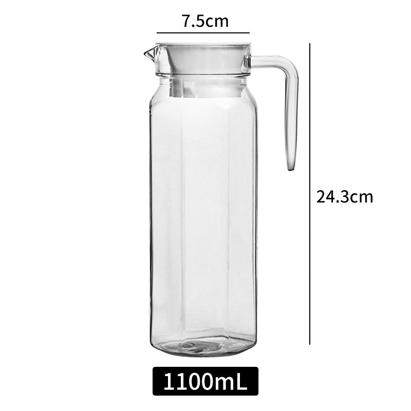 Glass Pitcher With Lid, Hot and Cold Water Pitcher With Handle
