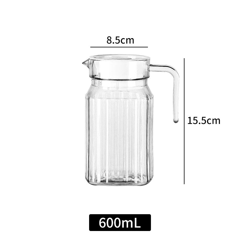 Glass Pitcher With Lid, Hot and Cold Water Pitcher With Handle
