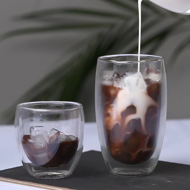 80ML Double Walled Glass Coffee Mugs,Insulated Glass for Latte Cappuccino Americano Tea milk Beverage