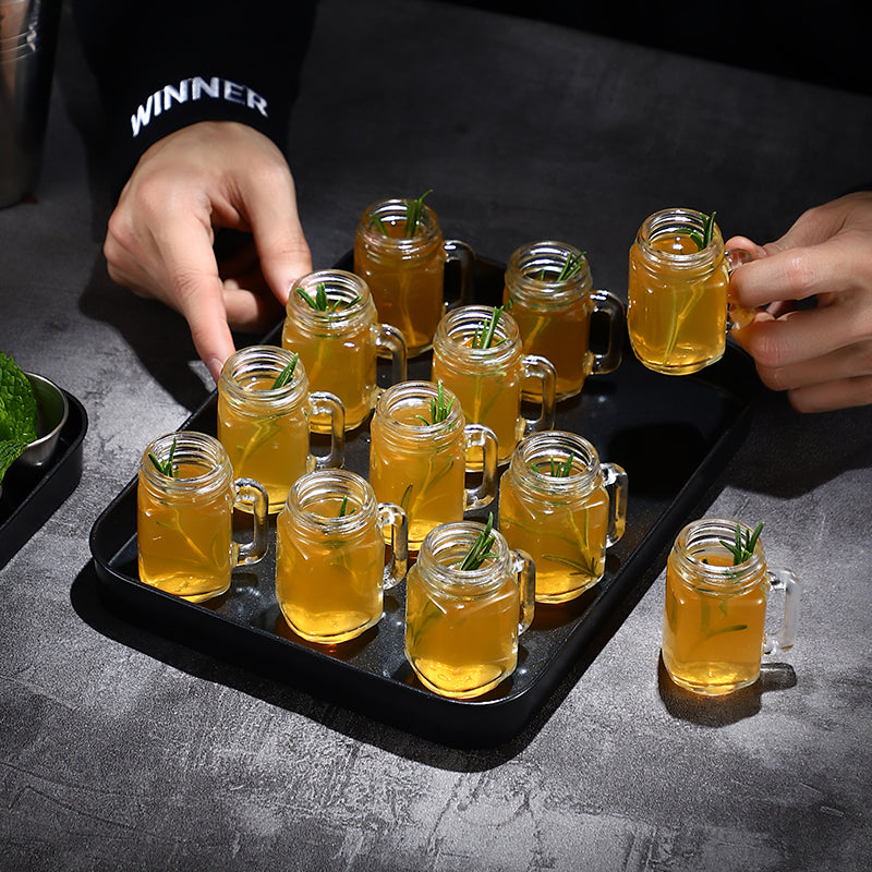Creative Mason Cup Portable Handle Cocktail Cup Mini Cock Cup Bar Glass Bullet Cup Tray Set