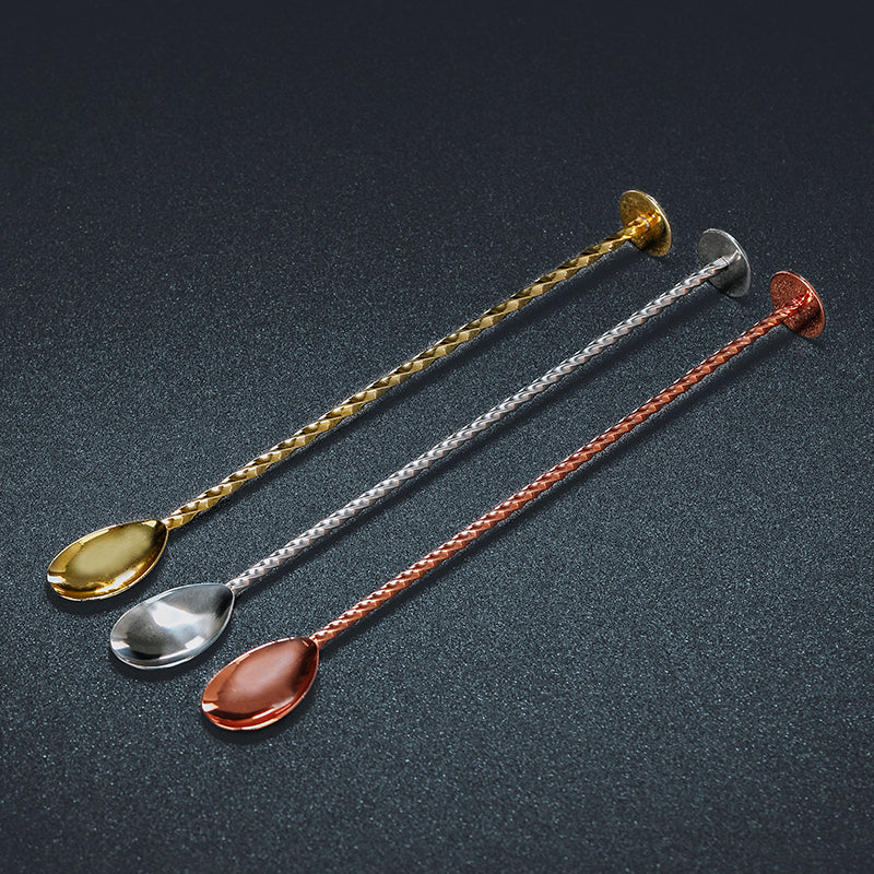 Stianless steel Bar spoon with disc for mixing, stirring, layering