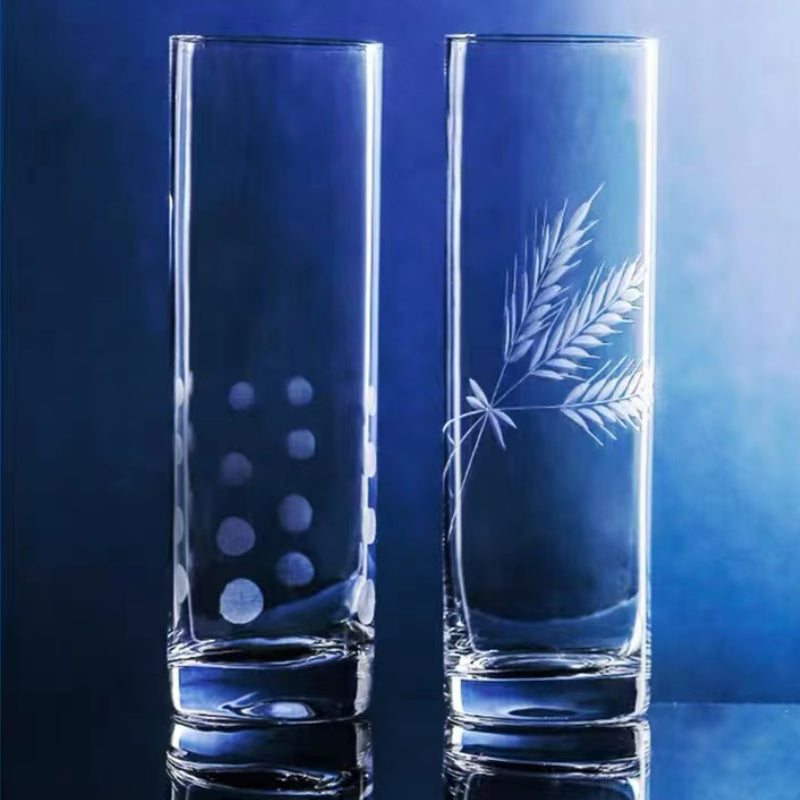 Round Carving Design Transparent Highball Glass