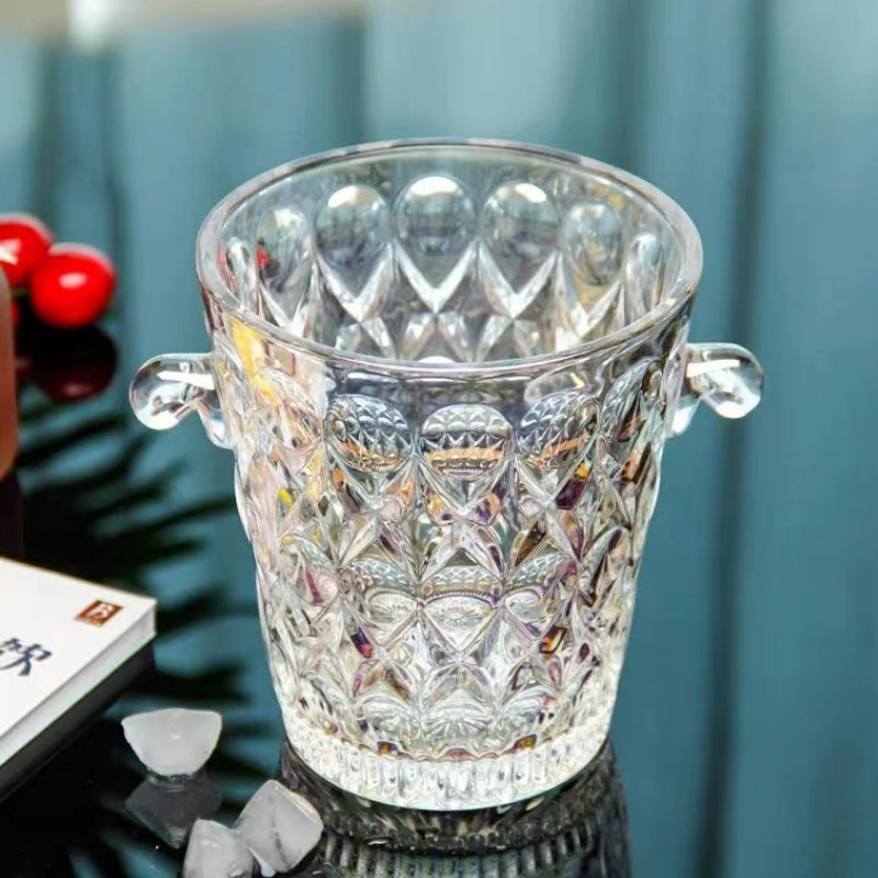 European-style Glass Ice Bucket Transparent Thickened Ice Bucket Drink Red Wine Champagne Transparent Ice bucket for Bar