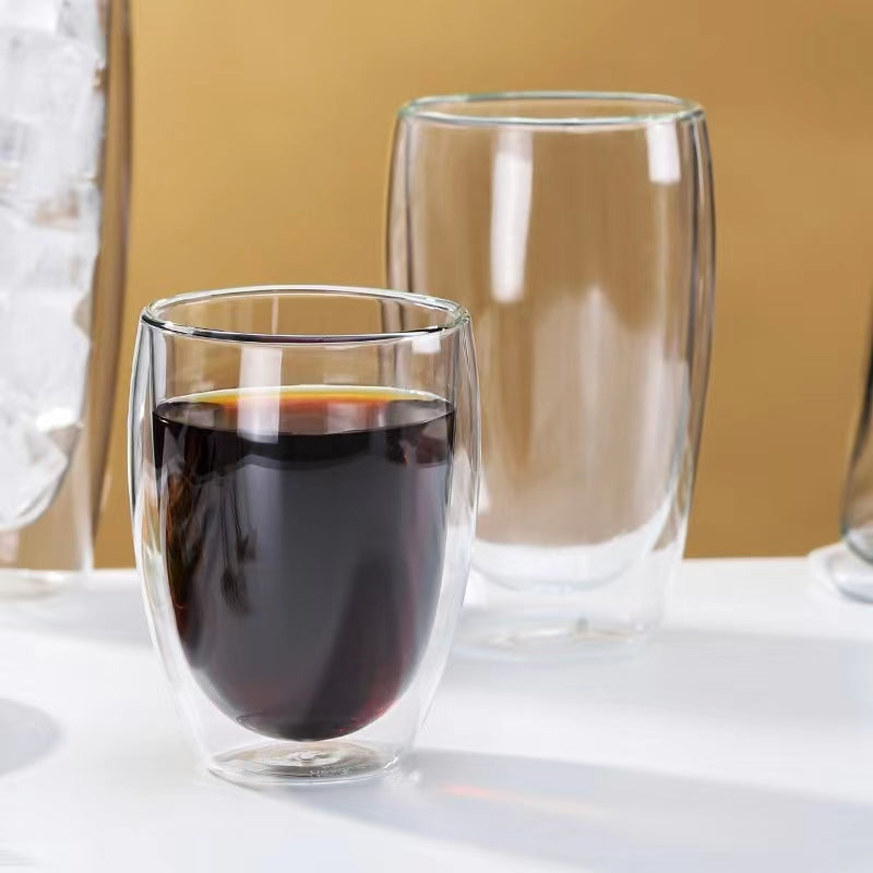 350ML Double Wall Glass Coffee Mugs Cups,Insulated Glass for Latte Cappuccino Americano Tea milk Beverage