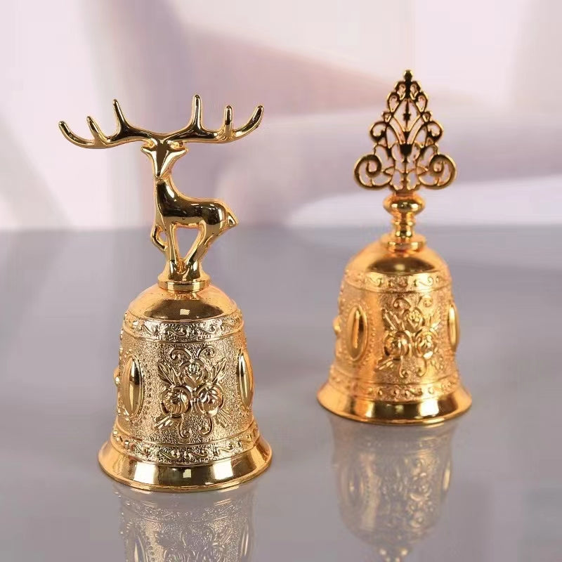 Nordic Style Metal Bronze Retro Hand Rattle Bell Bell Kitchen Pass Vegetable Bell Cocktail Bell