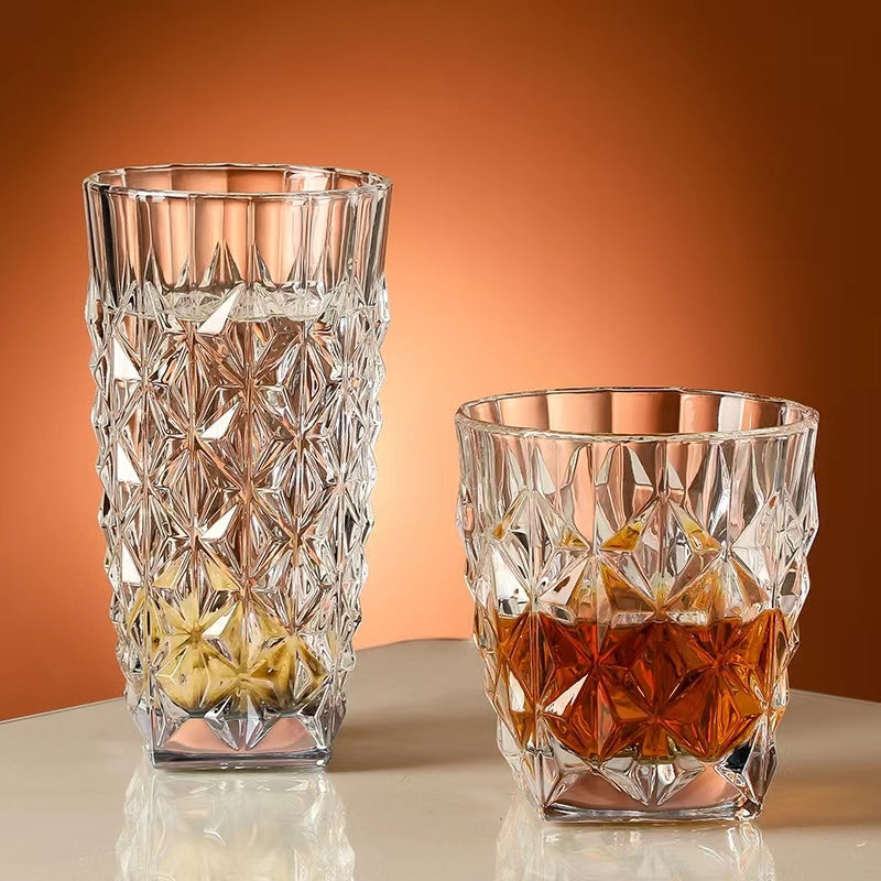 330ML-Retro Embossed Cocktail Glass Glass Long Drink Glass Collin Glass Juice Glass Mystery Glass