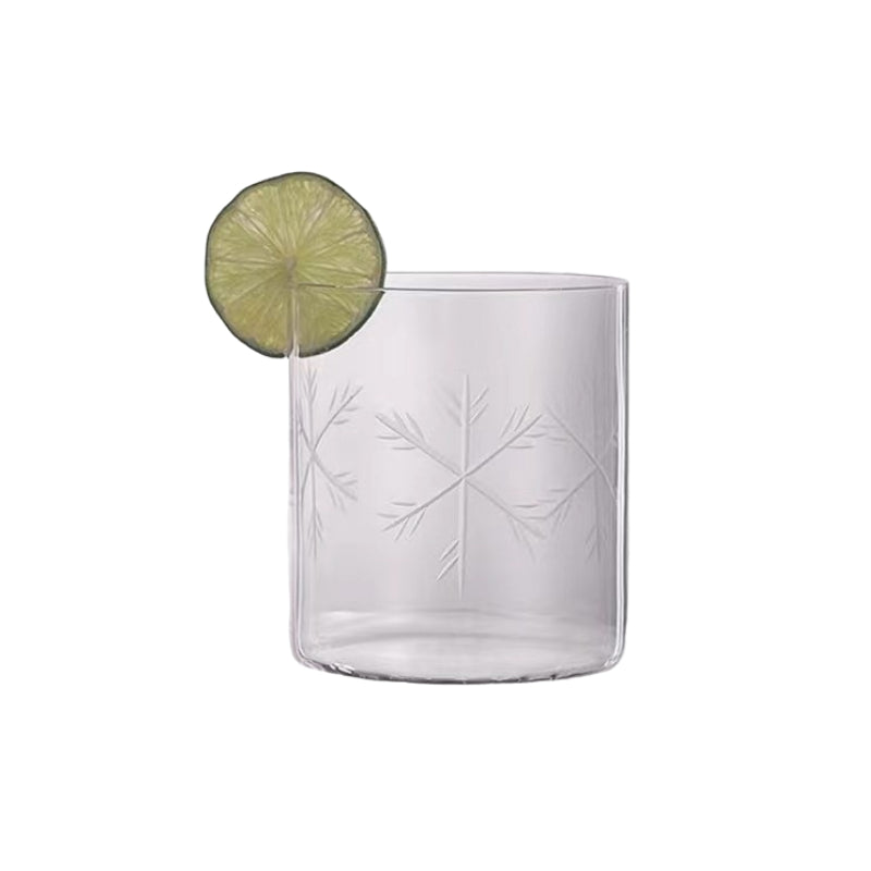 Wholesale Old Fashion Design 410ml  Engraved Glass Cup Clear Juice Water Drinking Glass Tumblers