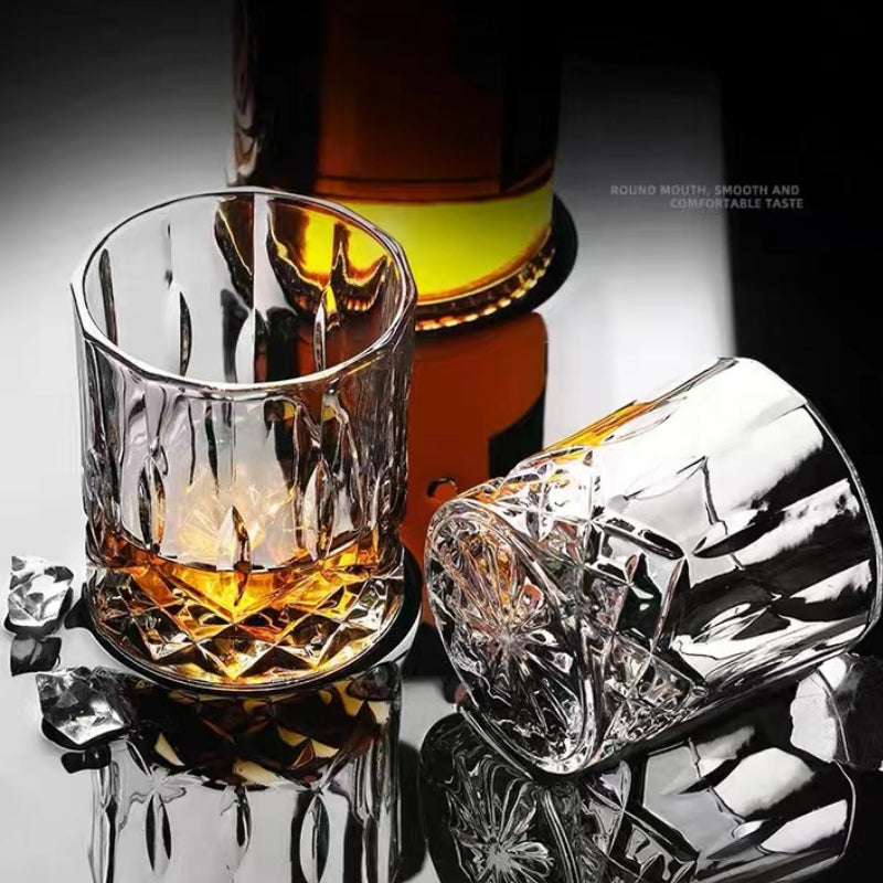 Creative Lead-free Glass Bar Crystal Composite Stripe Cup Whisky Glass Cup Liquor Cup