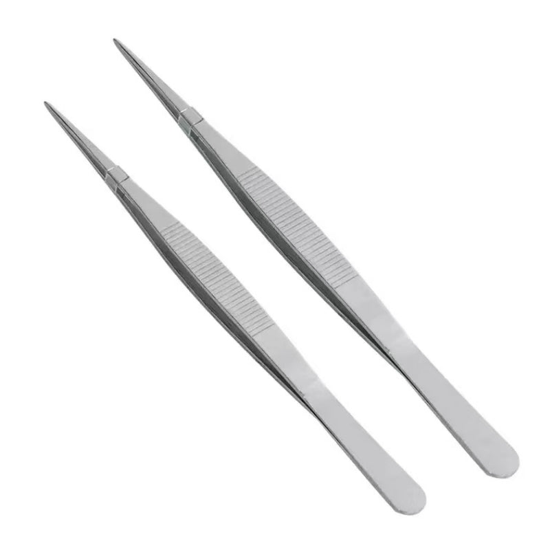 Stainless Steel Straight Garnish Tongs Round Tip Anti-slip Garnish Tongs Thickened and Stiffened Garnish Tongs