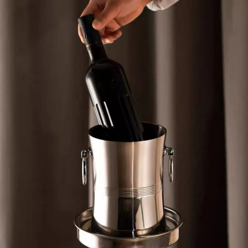 Custom Large Insulated Ice Bucket Stainless Steel Champagne Wine Beer Ice Bucket with Lid Tongs