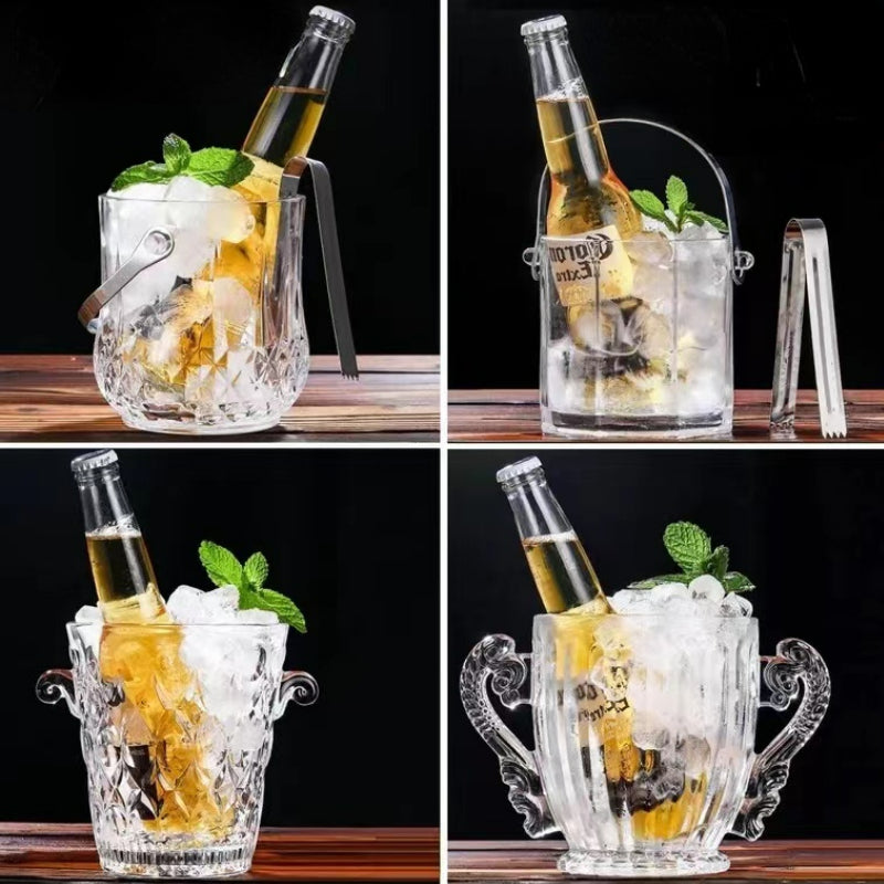 Glass Striped Ice Bucket for Bar