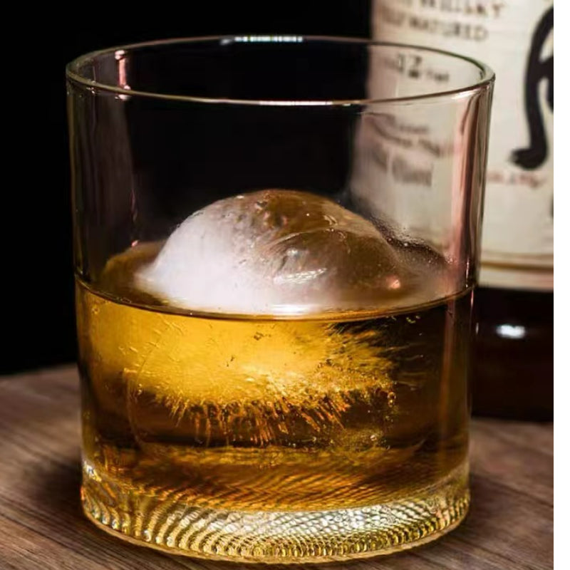 400ML 13.5oz Mesh Thickened Crystal Pattern Ice Hockey Classic Rock Round Ice Cube Spirit Glass Coffee Shop Home