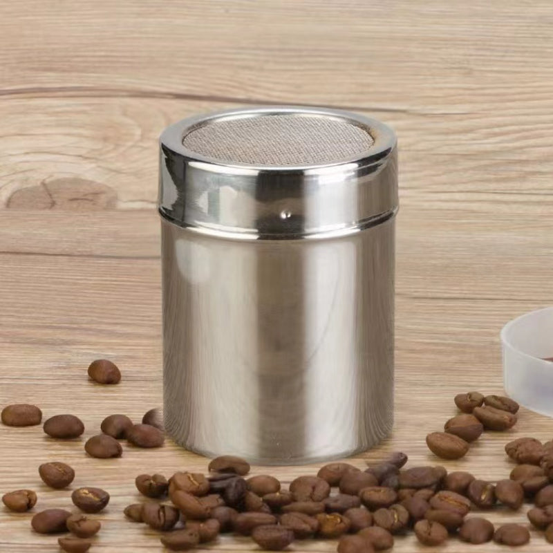 Stainless Steel Sieve Reticulation with Cover Logo Custom Coffee Hot Cold Beverage Powder Shaker for Home Cafe Bar