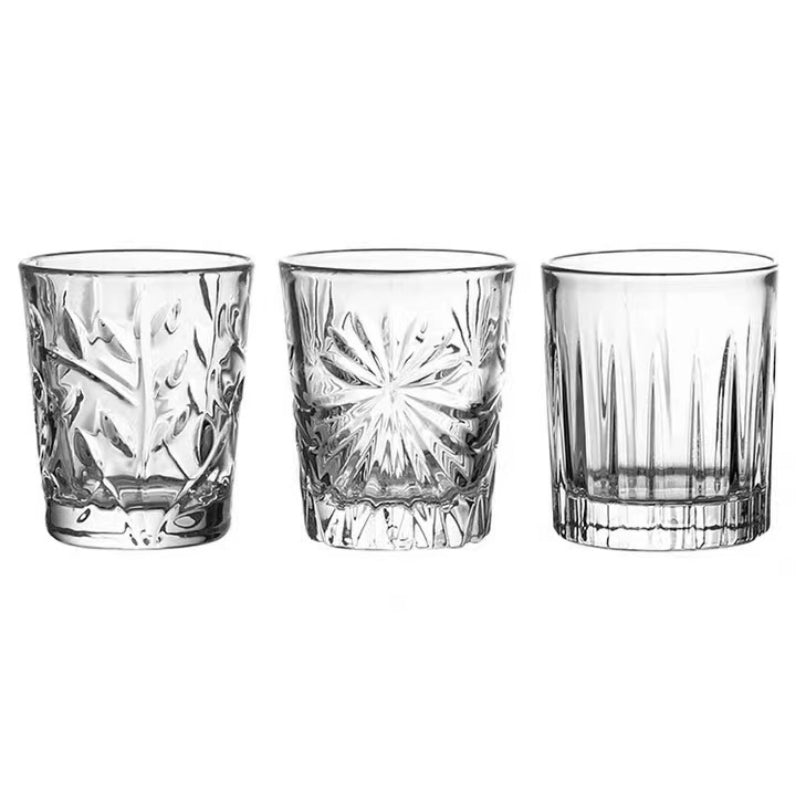 Crystal Engraved Clear Shot Glass Whisky Drinking Glass Cup