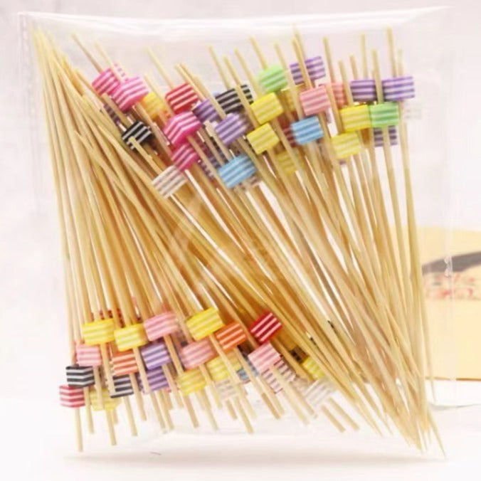 Bamboo Stick Art Fruit Stick Cocktail Wine Stick Martini Stick Olive Stick Colorful Bamboo Stick