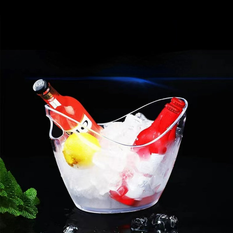 Optional Logo Custom Acrylic Ice Bucket with Handles Beer Plastic Ice Buckets for Party