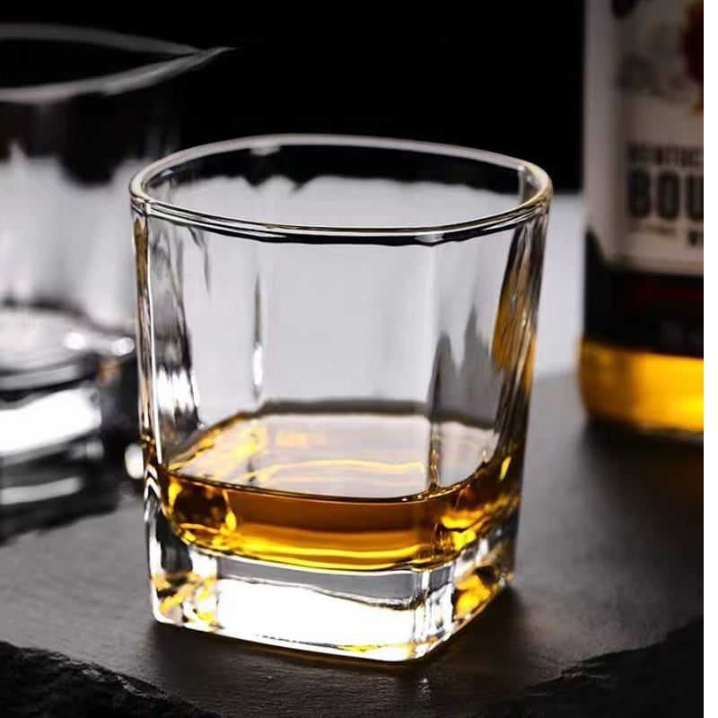 Square Shaped Lead-free Glass Cup Bar Tool Glassware Durable Rocks Cup Whiskey Glass Wine Glasses