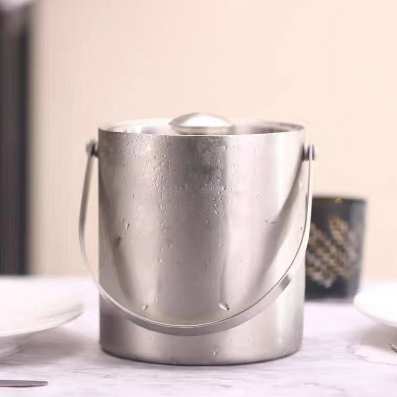 Chilling Beer Ice Bucket Champagne Wine Double-Wall Bucket Stainless Steel Insulated Ice Bucket for Home Bar