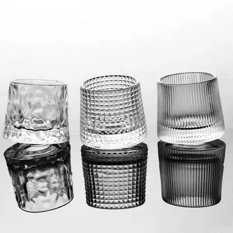 265ML-Thickened Rotating Crystal Glass Wine Glass Whisky Glass Creative Personality Wine Tumbler Cup