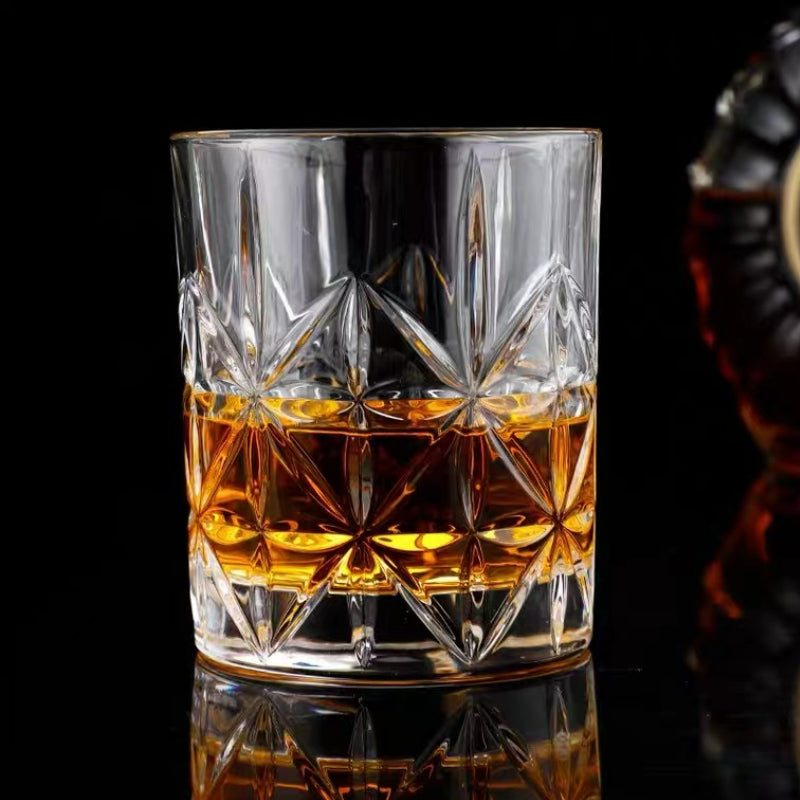 New Pattern Design 310ml Hot-selling Crystal Engraved Liquor Drinking Whiskey Drinking Glass Cups
