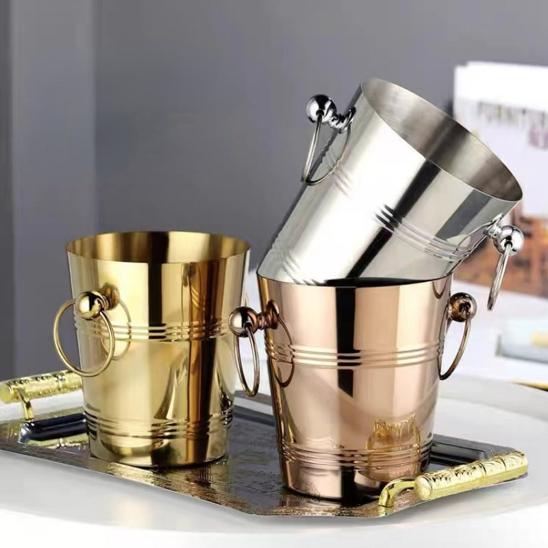 Wholesale Catering Cool Bar Ice Bucket Silver Plated Champagne Bucket Stainless Steel Wine Ice Bucket for Bar