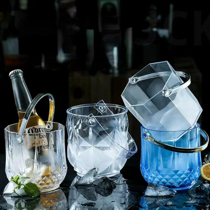 Wholesale Party Bar Transparent Plastic Ice Bucket Cold Wine Special Ice Bucket Portable Plastic Wine Ice Bucket