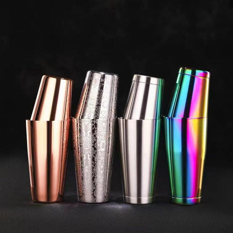 27&17oz Professional Bartender Customized Engraved Boston Shaker Stainless Steel Patterned Tin Boston Shaker