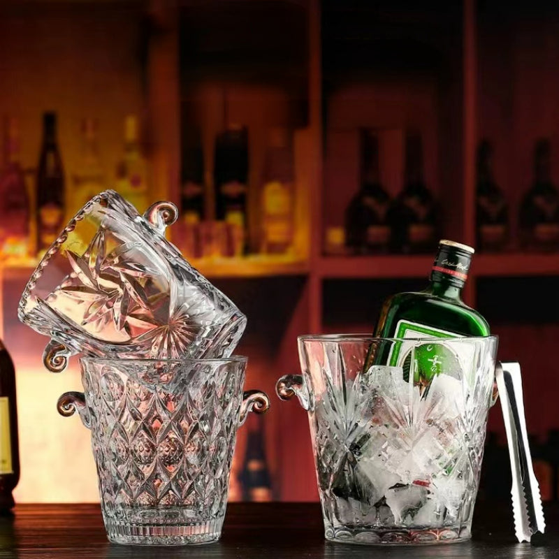 Glass Binaural Sunflower Ice Bucket for Bar