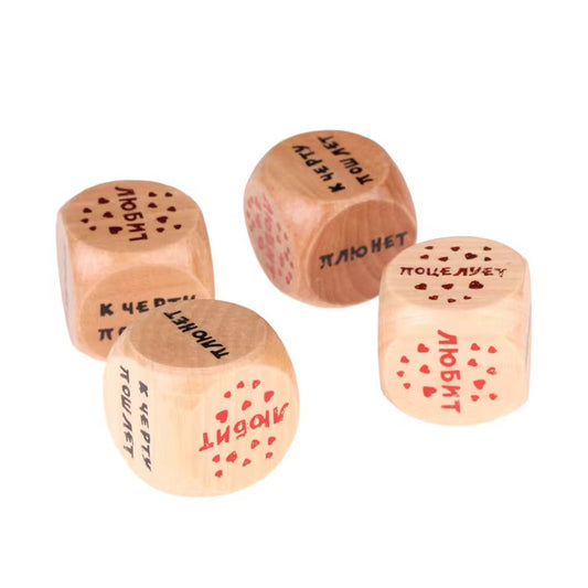 English Wooden Dice, Color Printed Wooden Dice, Fun Wooden Dice